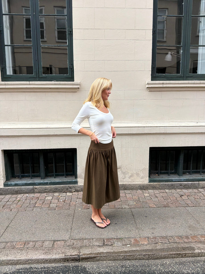 Sille Maxi Peplum Skirt - Ash Brown