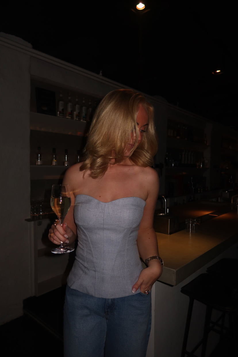 Cirkeline Bandeau Top - Light Blue Melange