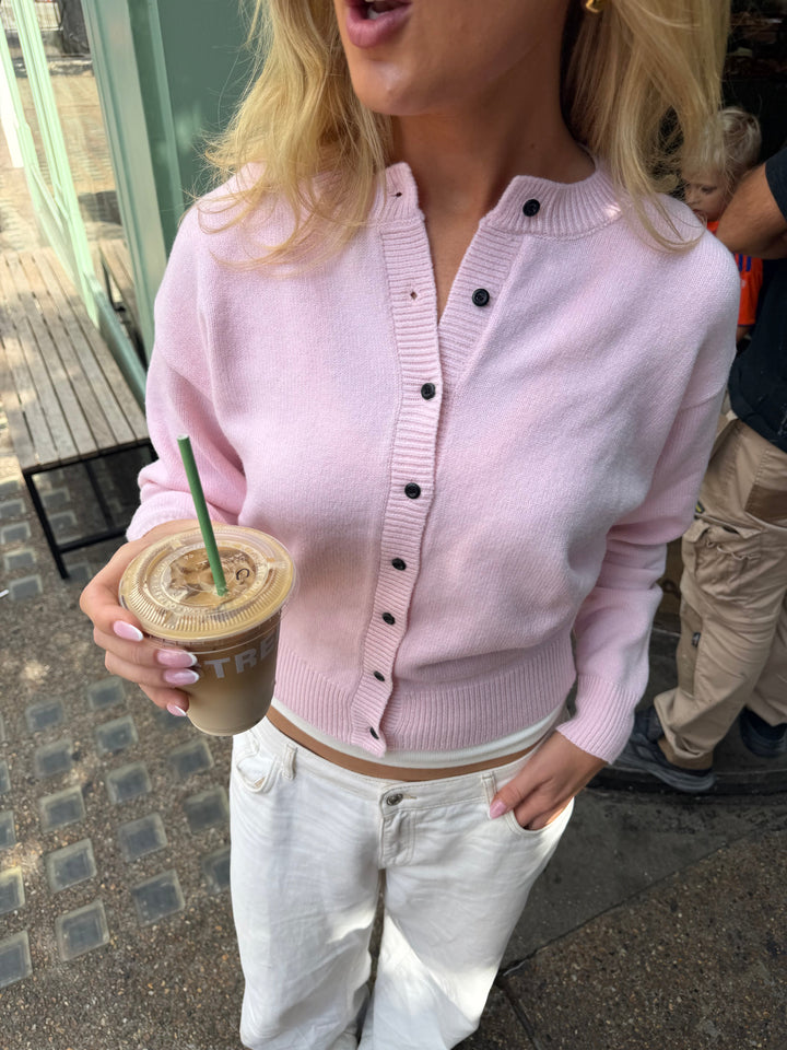 Lise Scarf Knit Cardigan - Light Pink