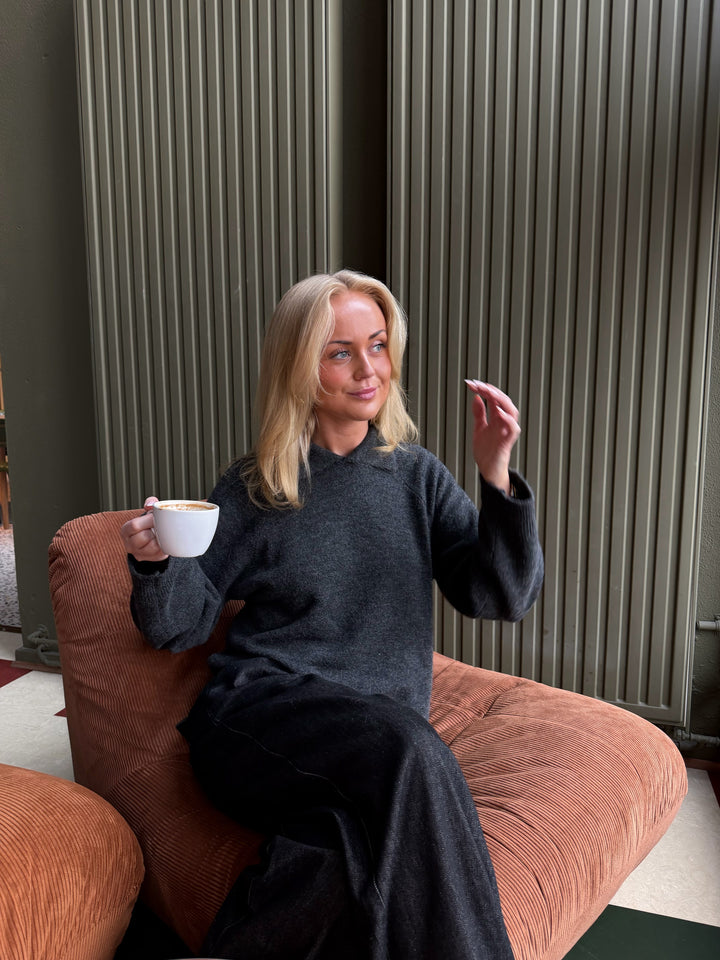 Marina Polo Knit - Dark Grey Melange