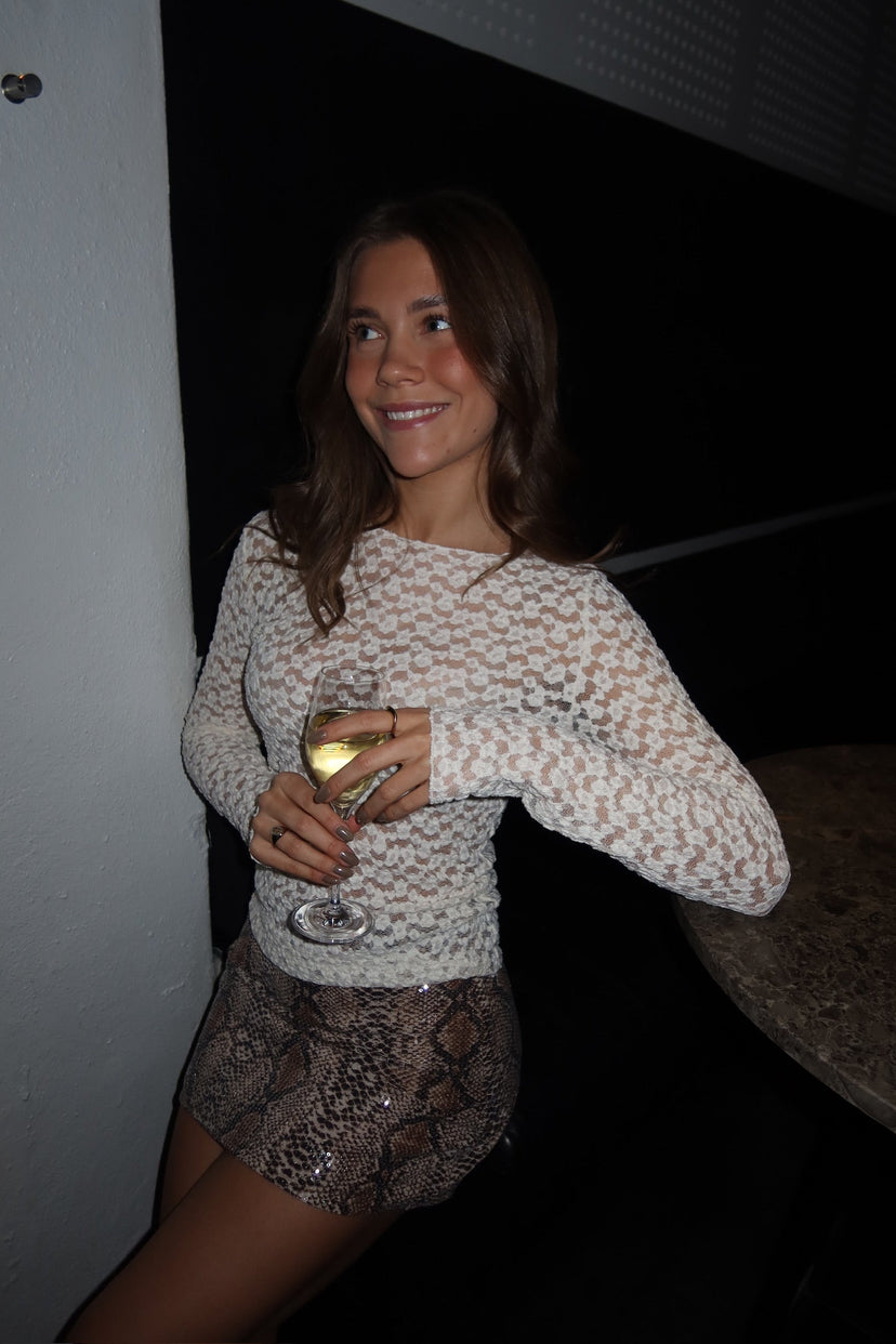 Elisa Lace Boatneck Top - Off White