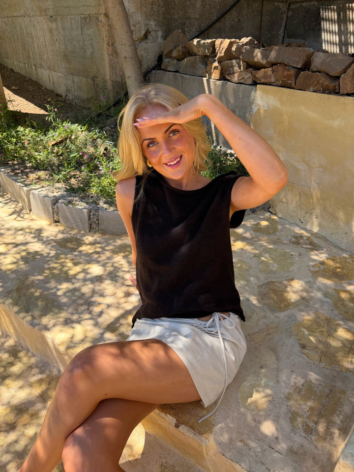 Line Linen Mini Skirt - Nature