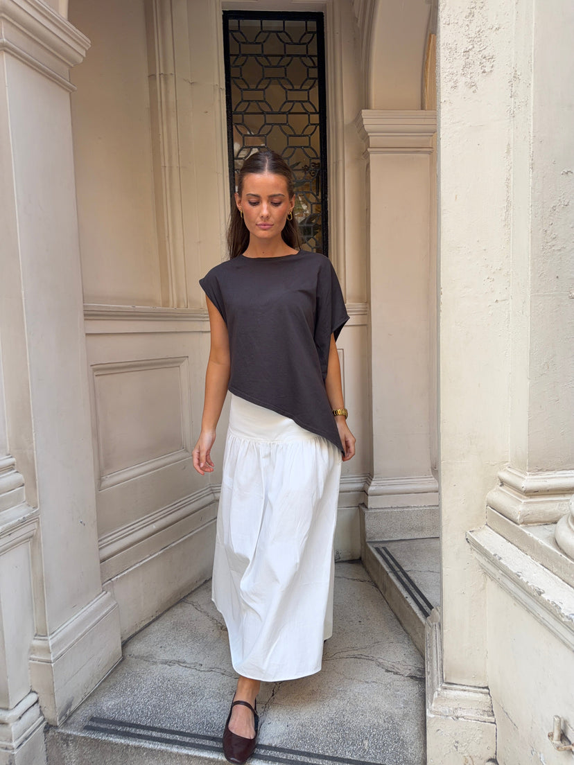 Sille Maxi Peplum Skirt - White