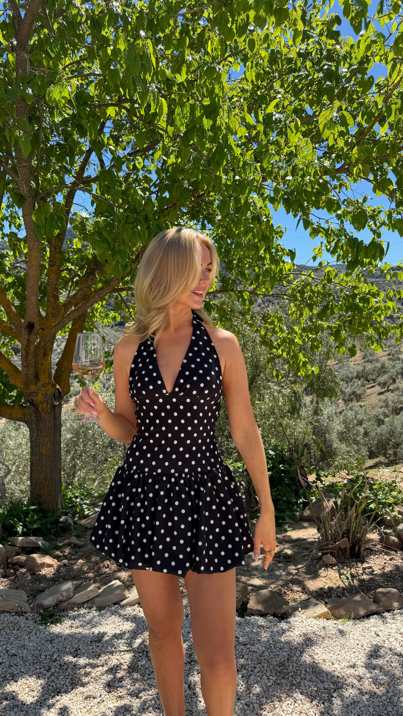 Tara Bubble Dress - Black/White Dots