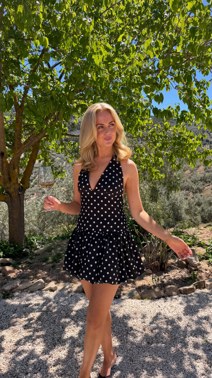 Tara Bubble Dress - Black/White Dots