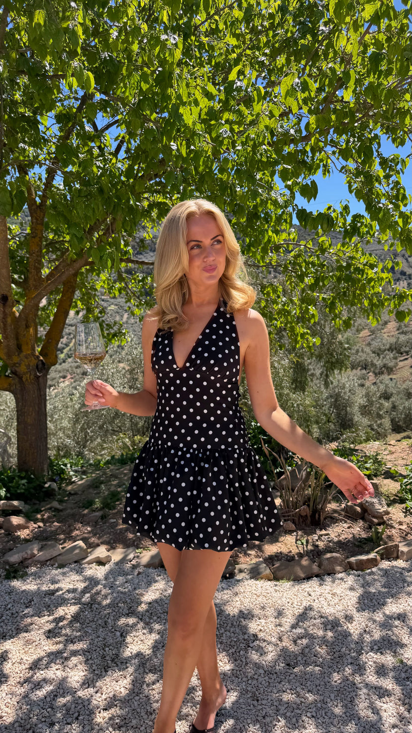 Tara Bubble Dress - Black/White Dots