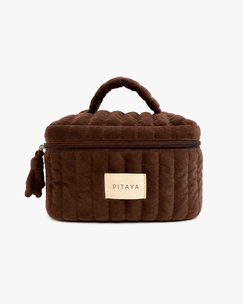 Velvet Makeup Bag Large - Dark Brown