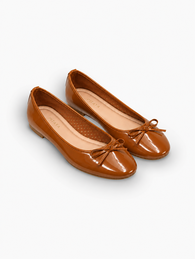 Dora Bow Ballerina - Shiny Camel
