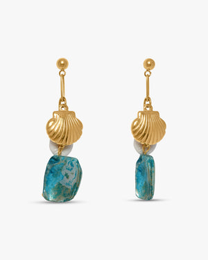 Emily Long Shell Earrings - Blue
