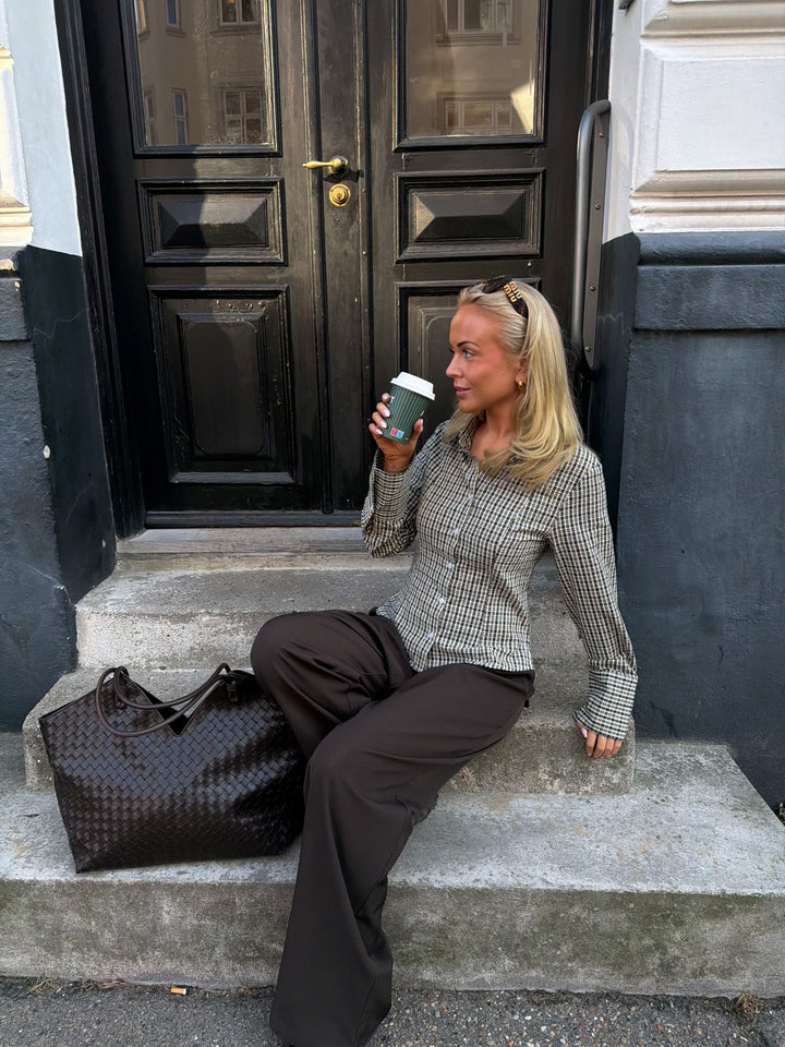 Georgina Waisted Shirt - Green Check