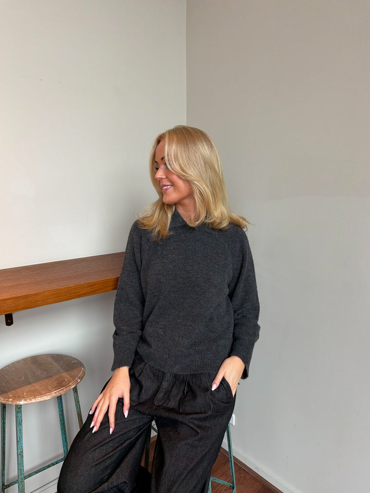 Marina Polo Knit - Dark Grey Melange