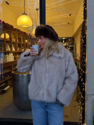 Ella Faux Fur Jacket - Beige