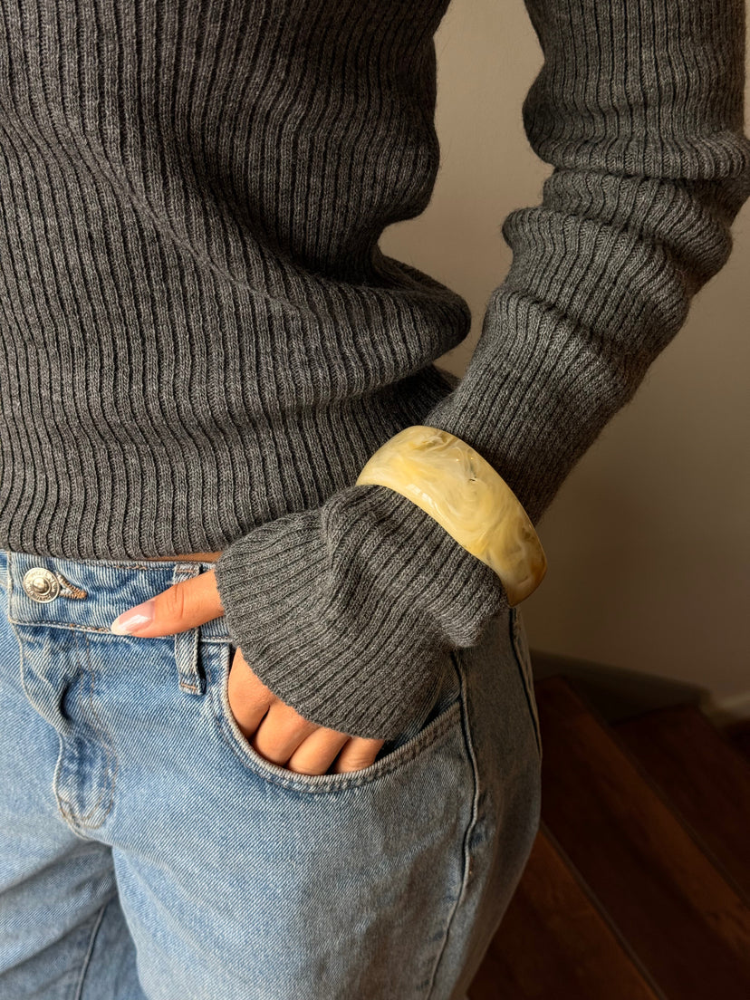 Alesia XL Horn Bangle Bracelet - Light Yellow