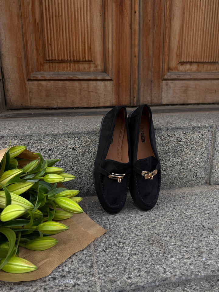 Lianna Buckle Loafers - Black