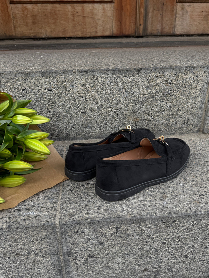 Lianna Buckle Loafers - Black