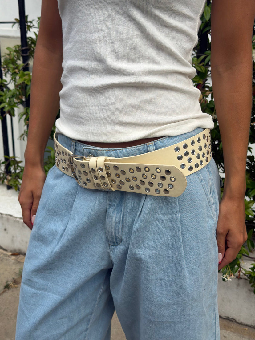 Magne Wide Stud Belt - Light Yellow