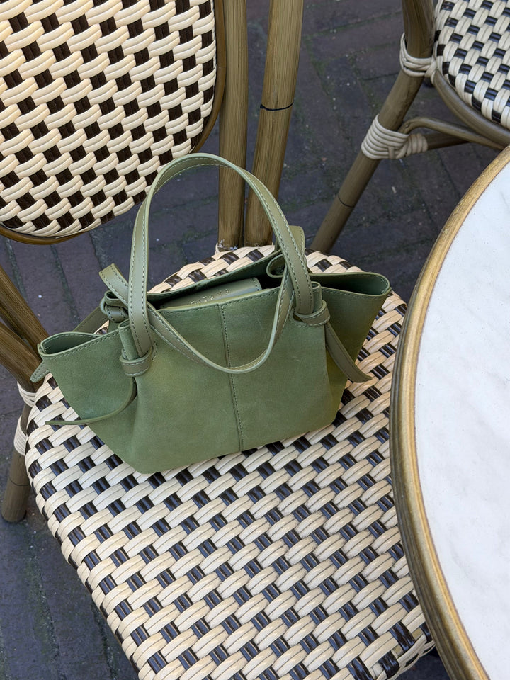 Andrea Mini Strap Bag - Faux Suede Pistachio