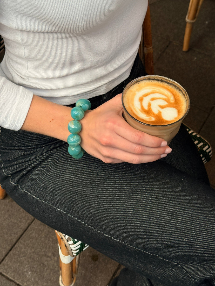 Joanna Large Pearl Bracelet - Turquoise Blue