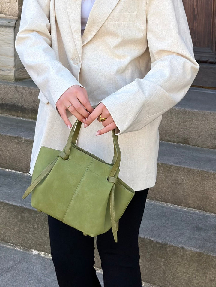 Andrea Mini Strap Bag - Faux Suede Pistachio