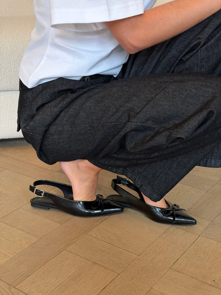 Patricia Slingback Bow Ballerina - Shiny Black
