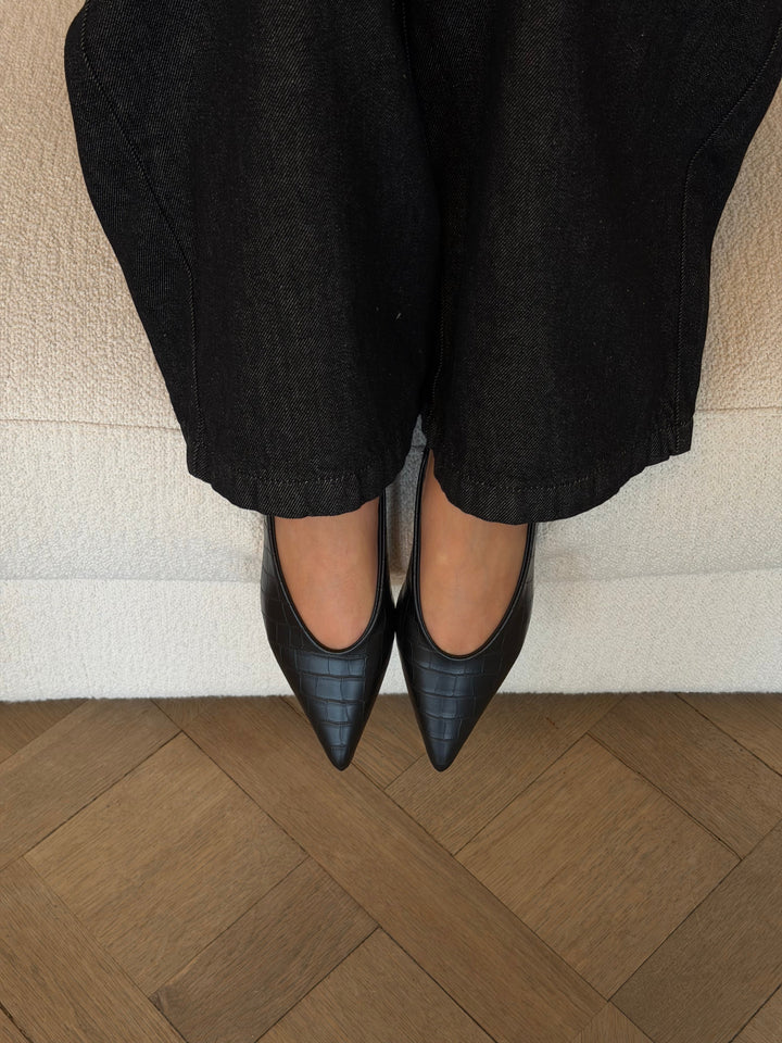 Patricia Slingback Ballerina - Black Snake