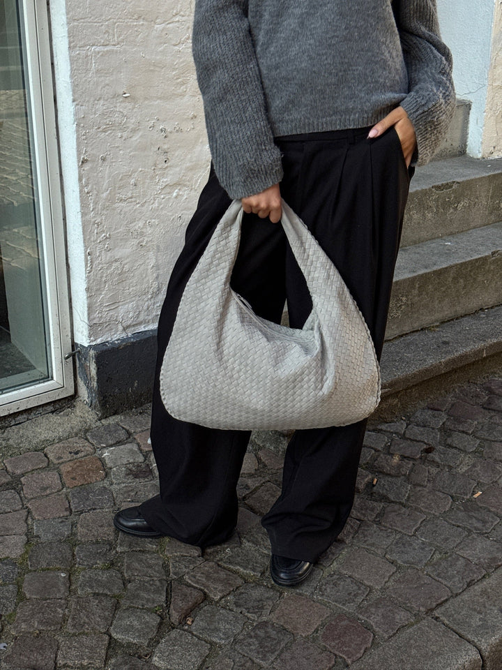 Charlotte tas van imitatie suède - Lichtgrijs