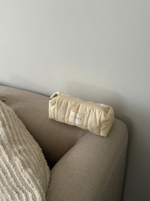 Small Triangle Makeup Bag - Cream White