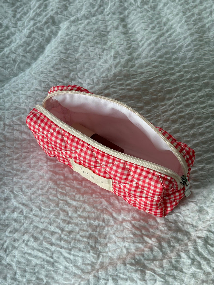 Small Makeup Bag - Red Check