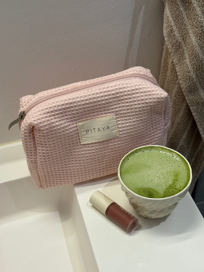 Medium Waffle Makeup Bag - Light Pink
