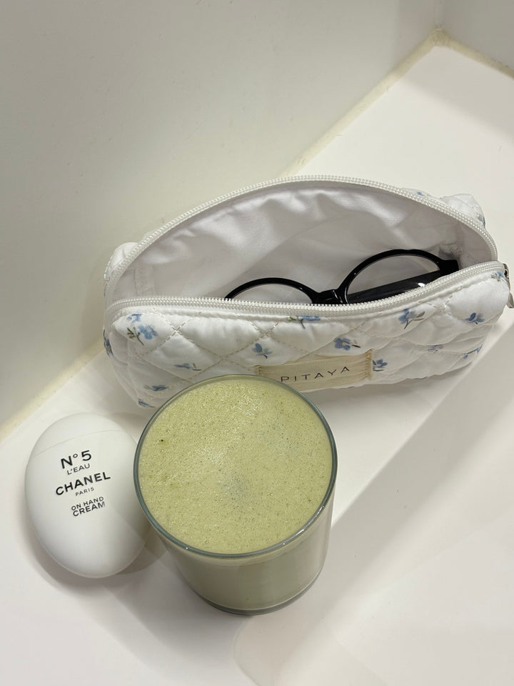 Small Makeup Bag - White Cute Flower