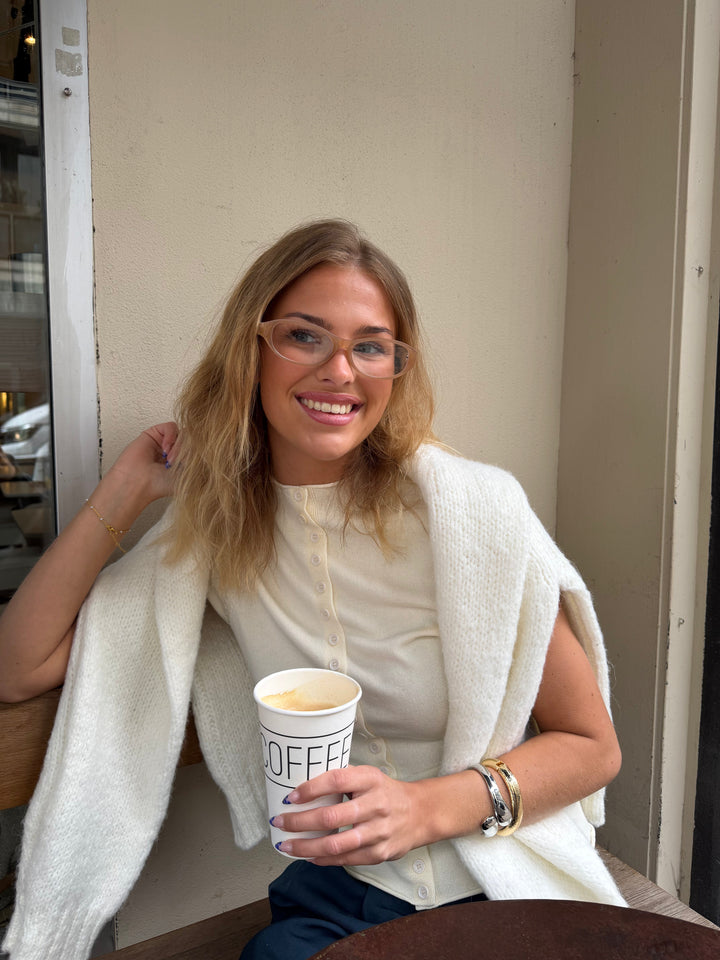 Elara Oval Glasses - Beige