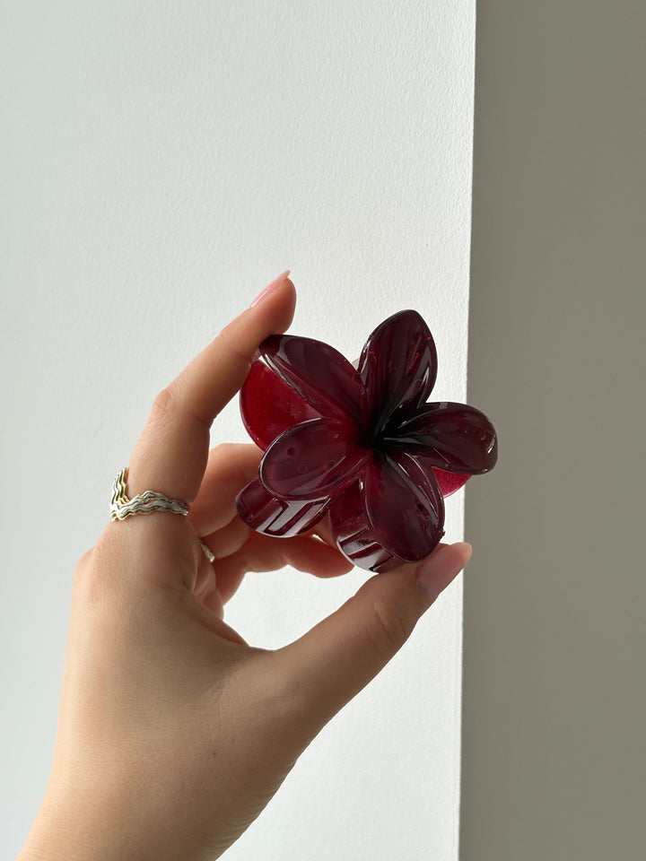 Gry Flower Hairclip - Deep Red