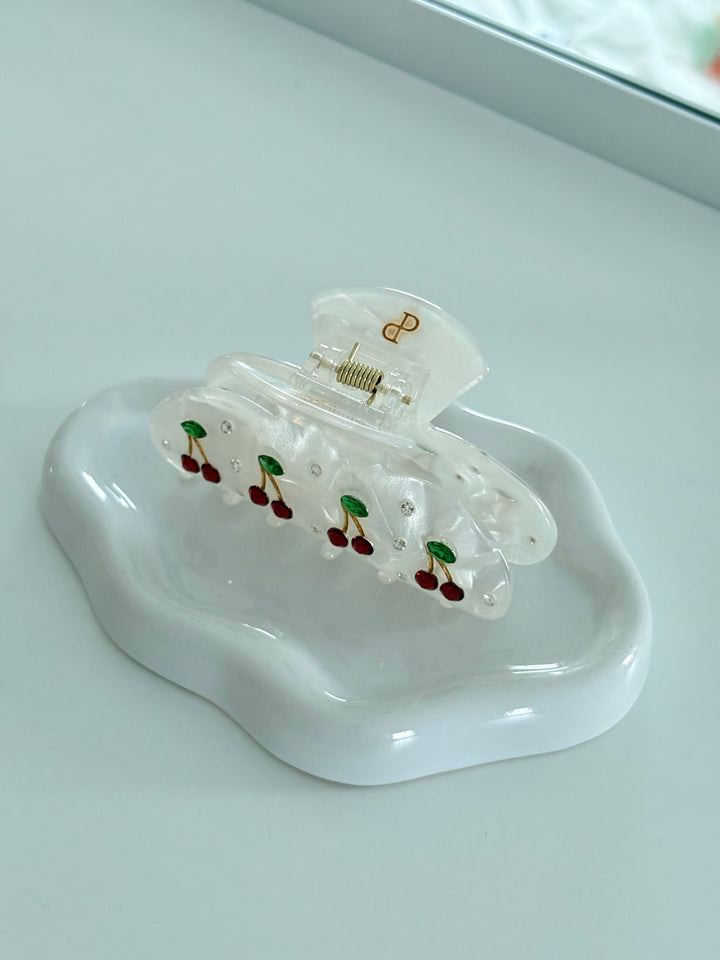 Victoria Cherry Hairclip - White