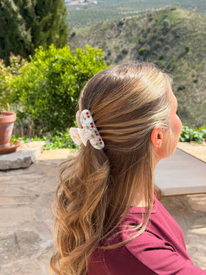 Victoria Cherry Hairclip - White