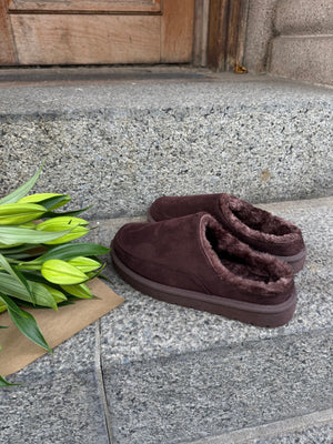 Sally Teddy Slippers - Dark Brown