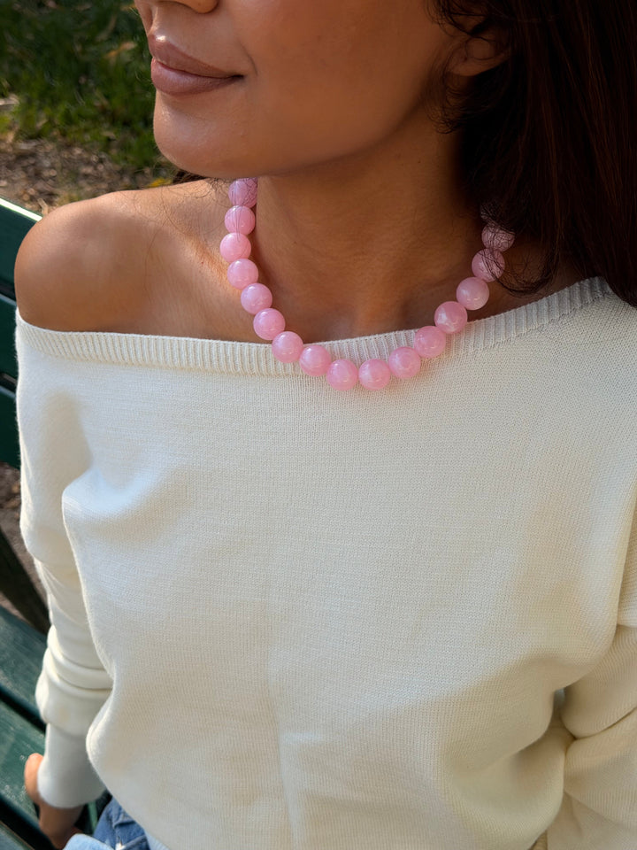 Joanna Pearl Necklace - Light Pink