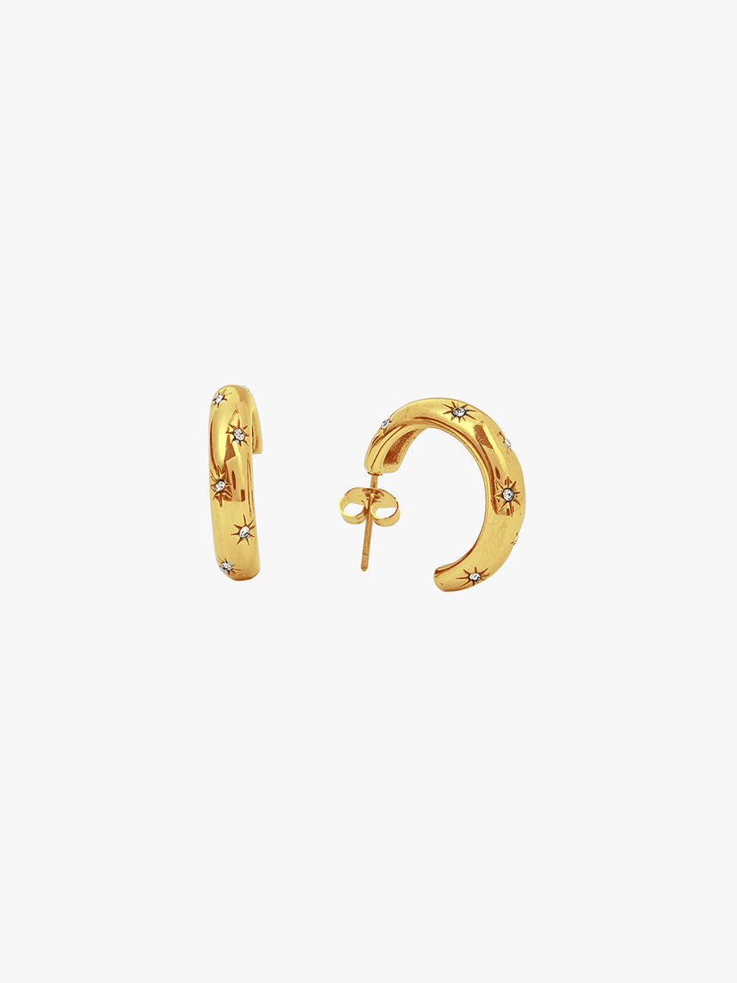 Lynn Medium Stone Earrings - Gold Plated