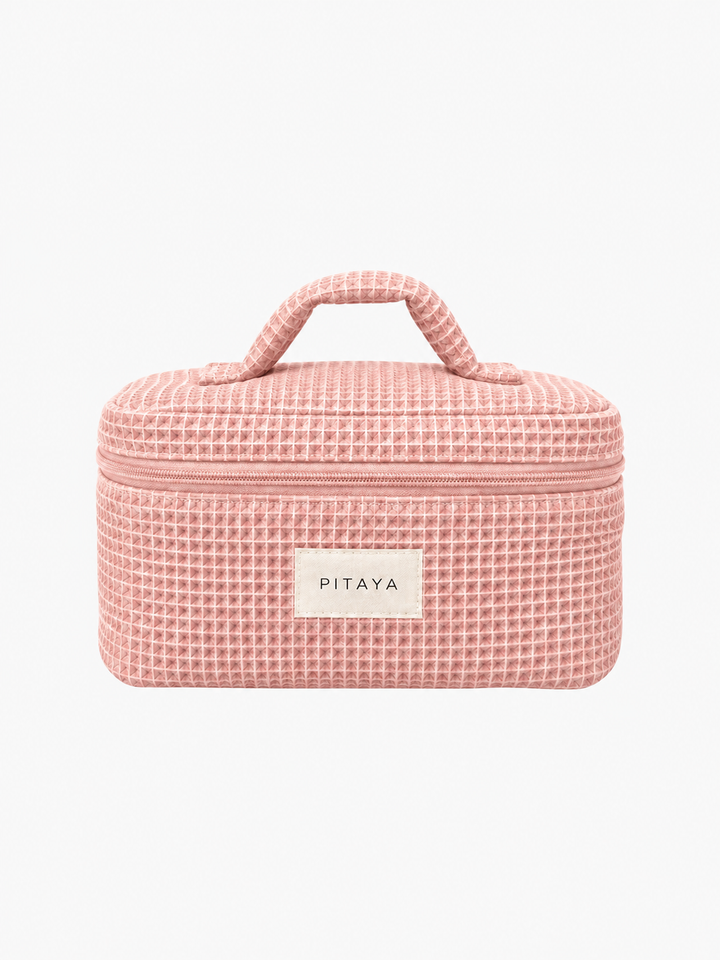 Large Waffle Makeup Bag - Light Pink