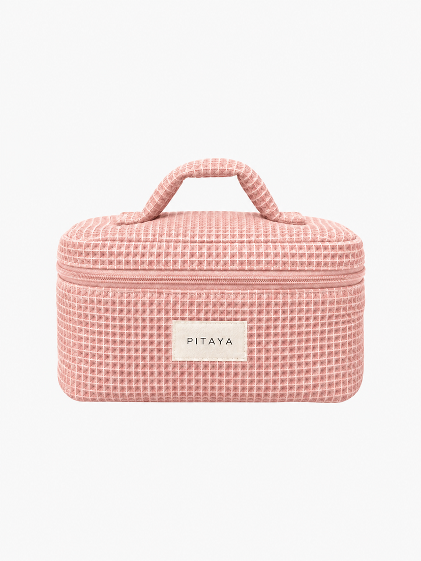 Large Waffle Makeup Bag - Light Pink