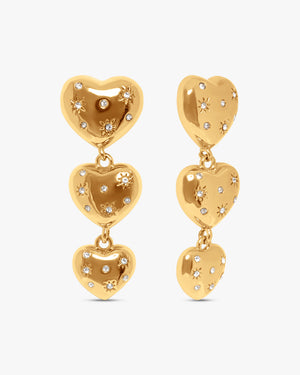 Melanie 3 Heart Earrings - Gold
