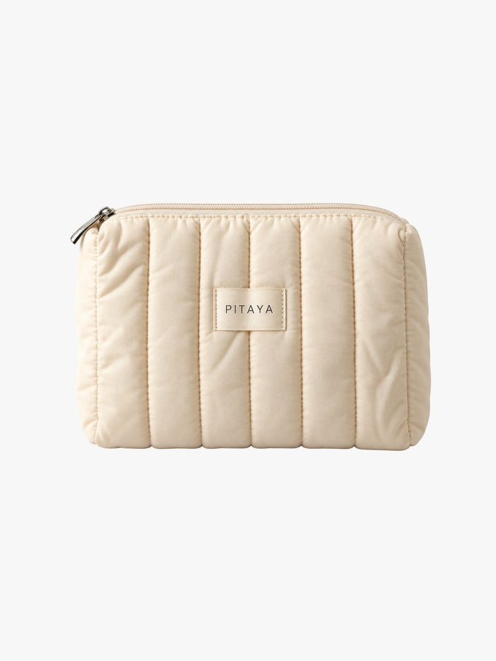 Medium Triangle Makeup Bag - Cream White