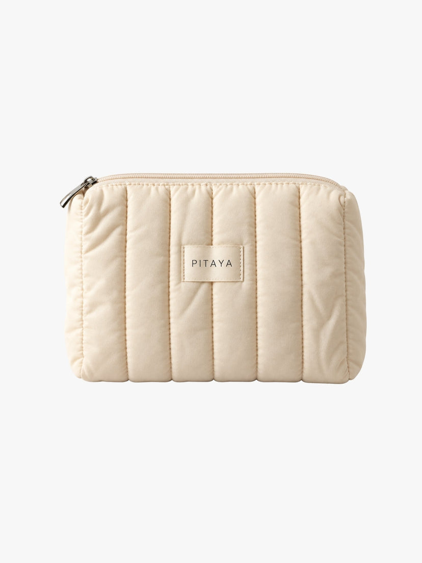 Medium Triangle Makeup Bag - Cream White