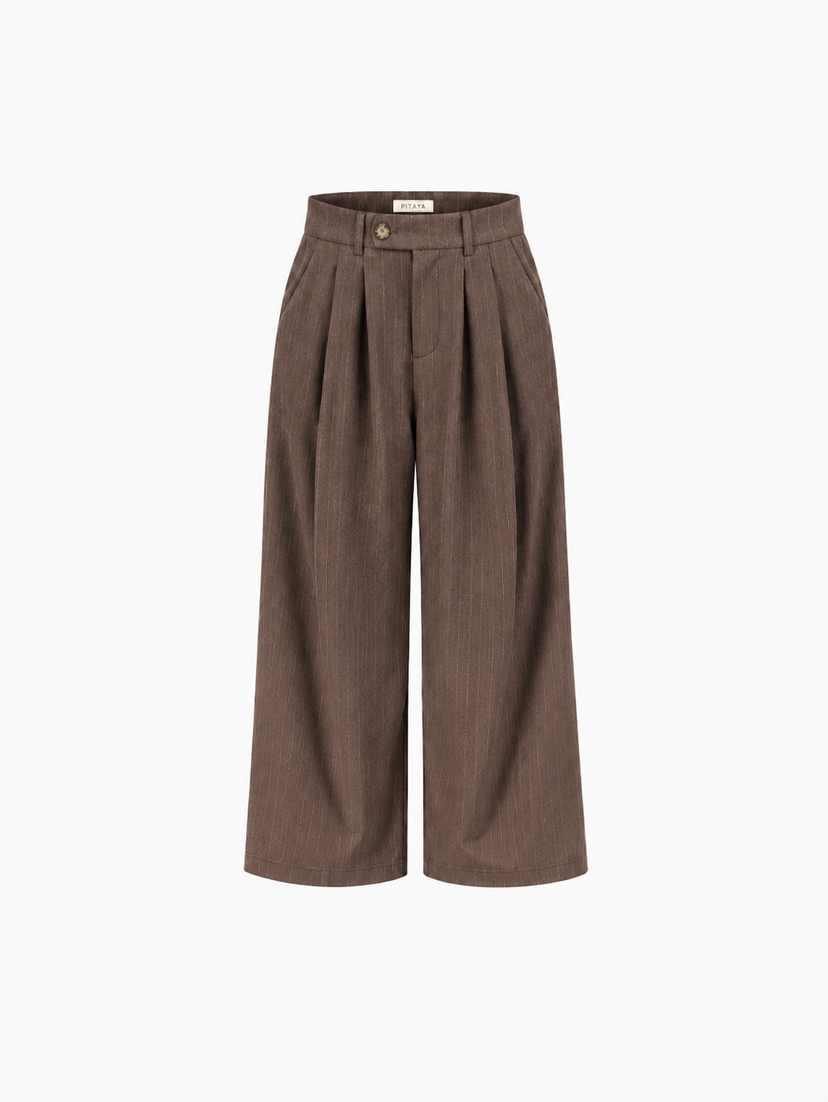 Nora Pants Petit - Cocoa Brown Pinstripe