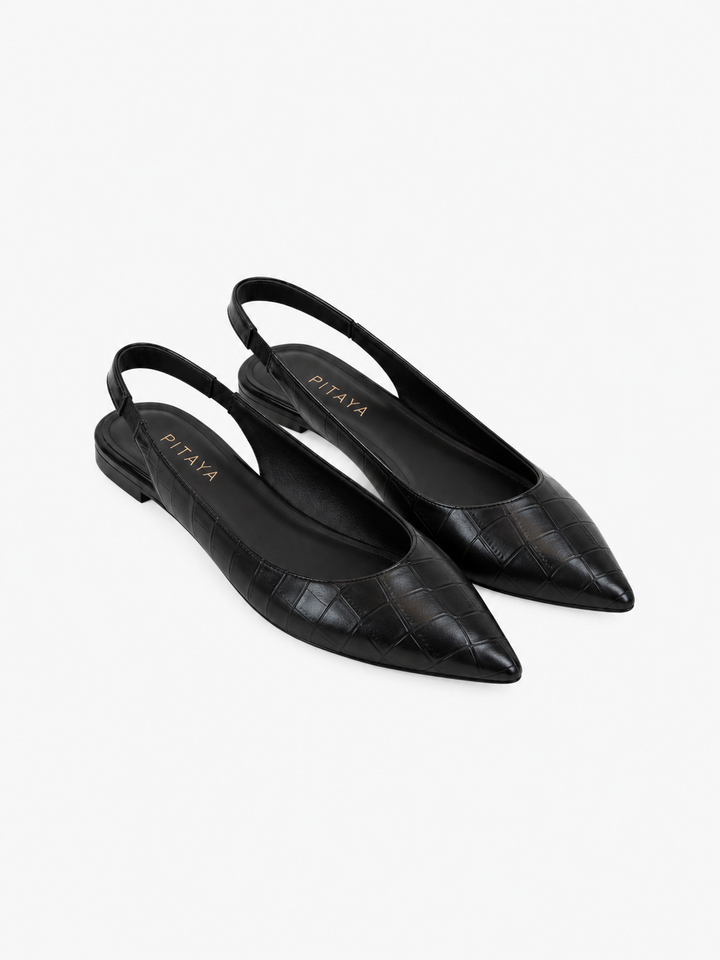 Patricia Slingback Ballerina - Black Snake