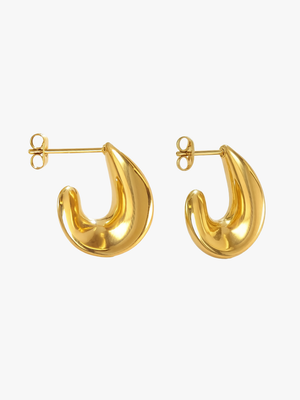 Diana Curved Earrings - Gold Plated