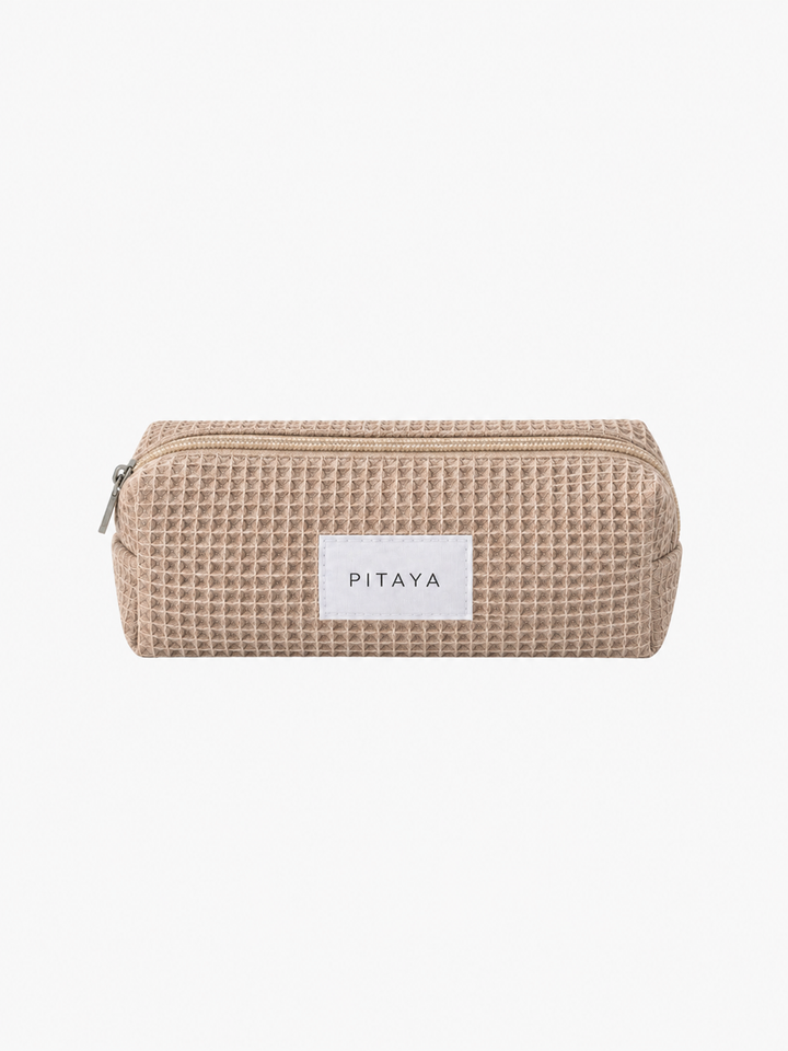 Small Waffle Makeup Bag - Dark Beige