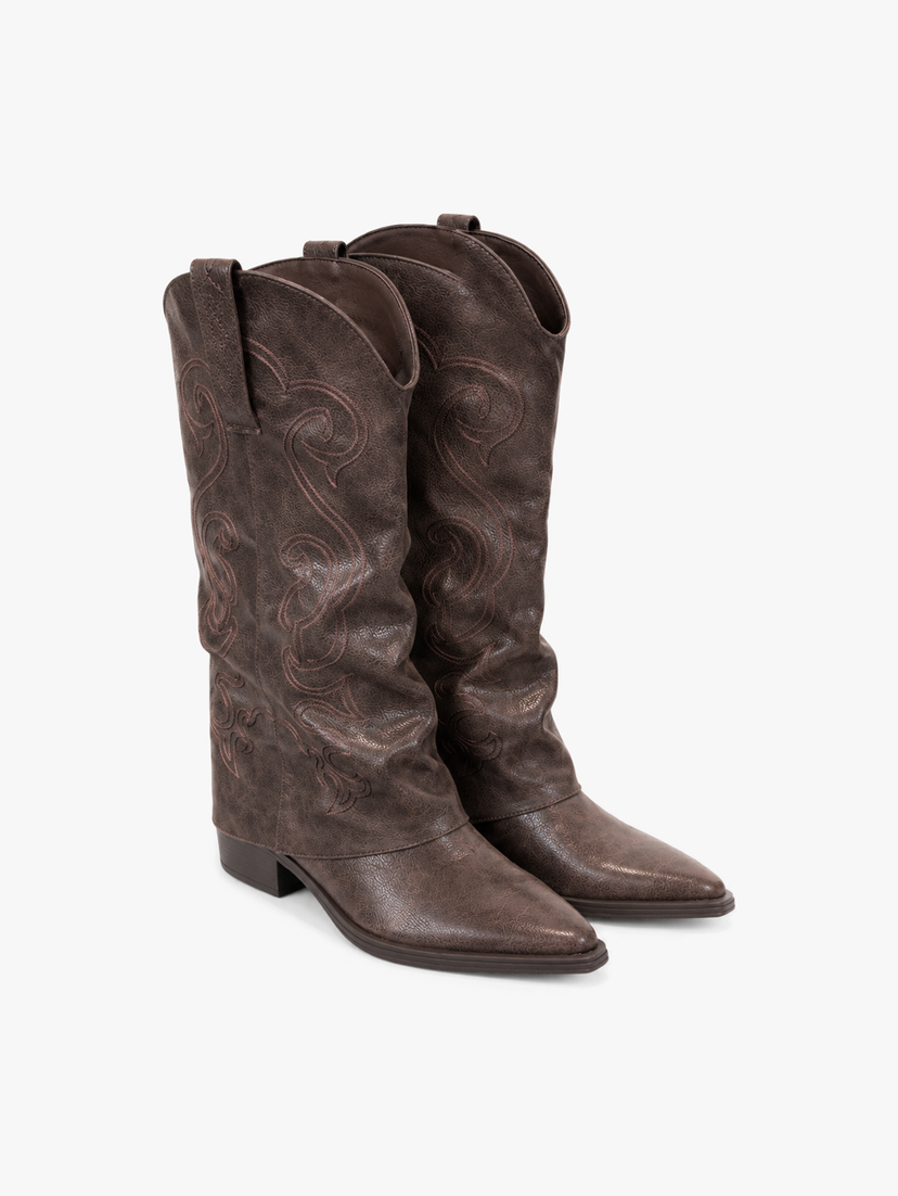 Sofia Cowboy Boots - Dark Brown