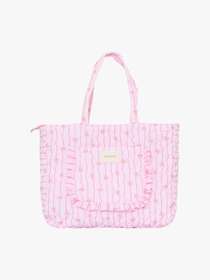 Frill Tote Bag - Pink/Red Bows