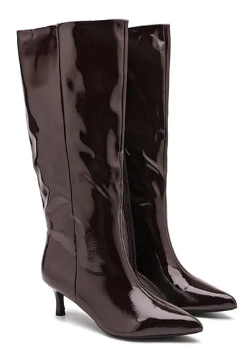 Celina Kitten Heel Boots - Burgundy