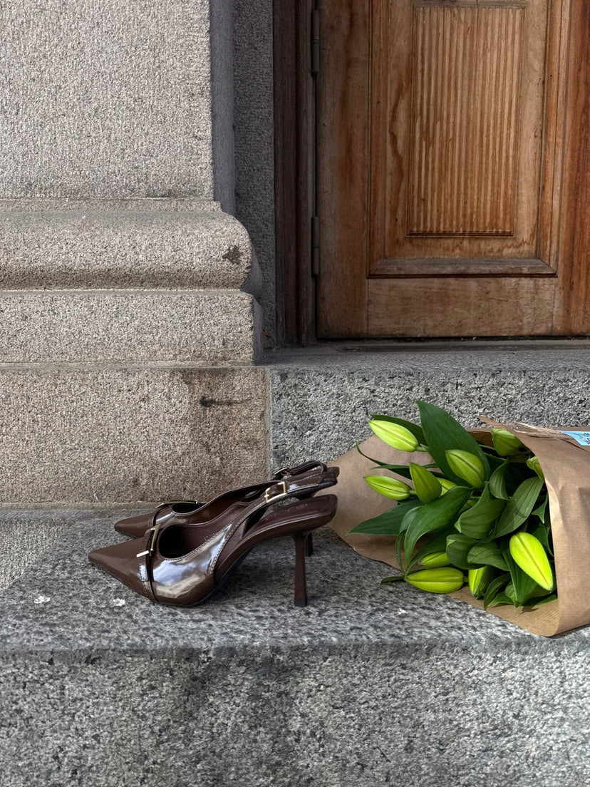 Kamille Buckle Slingback - Dark Brown